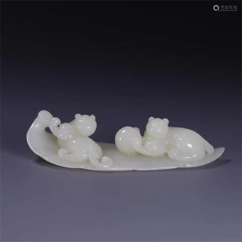 A Chinese Carved Jade Dragon Decoration