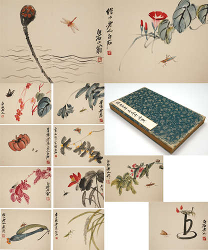 Chinese Album of Flower Paintings by Qi Baishi