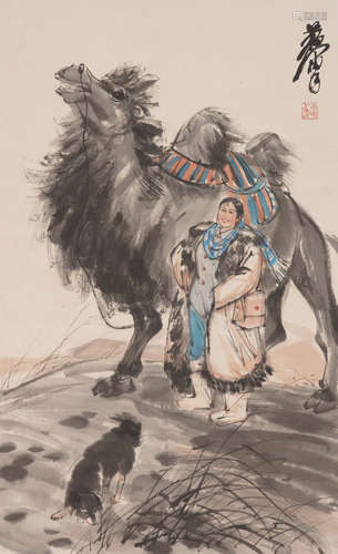 Chinese Figure Painting by Huang Zhou