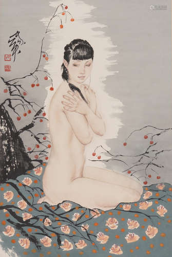 Chinese Figure Painting by He Jiaying