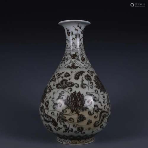 UNDERGLAZED RED FLORAL YUHUCHUN VASE