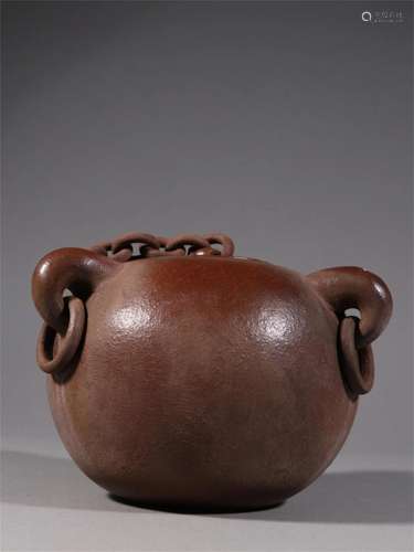 A Chinese Carved Yixing Zisha Teapot with Calligraphy