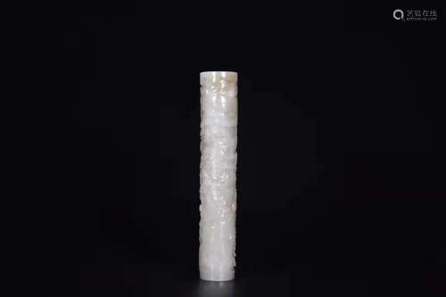 JADE CARVING INCENSE TUBE WITH LANDSCAPE