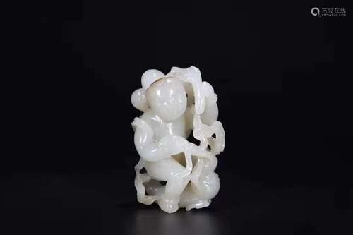 OPENWORK JADE CARVING OF A KID