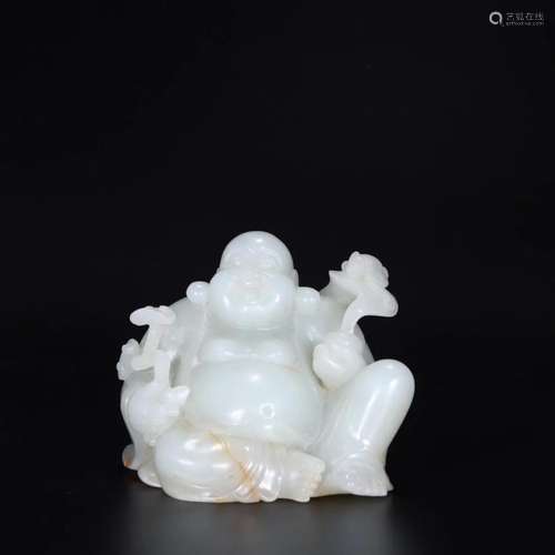 RUSSET JADE CARVING FIGURINE OF MAITREYA