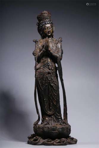 A Chinese Bronze Guanyin Statue