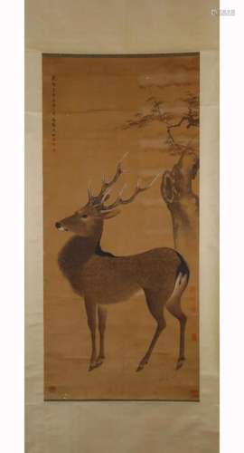 CHINESE PAINTING OF A DEER, SHEN QUAN