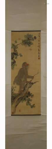 PAINTING OF MONKEY ON BRANCH, GAO QIFENG