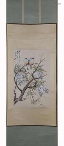 PAINTING OF BIRD AND FLOWER, REN BONIAN