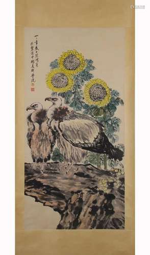 PAINTING OF PERCHED VULTURES, XU BEIHONG