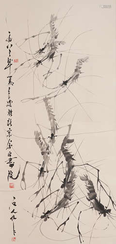 The Shrimp，Painting by Shi Ren