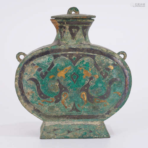 Han Dynasty Gold-Inlaid Flask