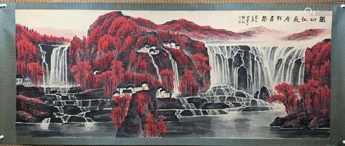 LI KERAN, RED LEAVES AND WATERFALL