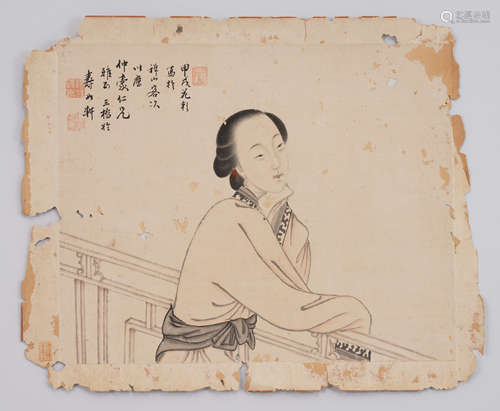 Chinese Figure Painting by Hu Xigui