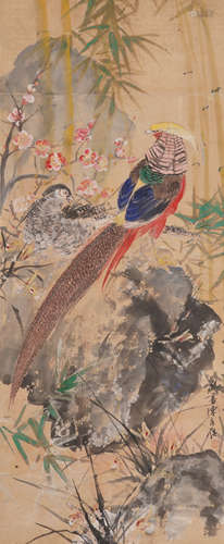 Chinese Bird-and-Flower Painting by Chen Kanghou