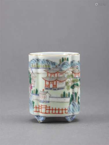 A Chinese Famille Rose Porcelain Brush Pot