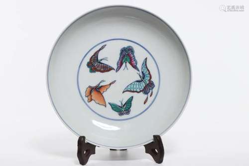 DOUCAI BUTTERFLIES PORCELAIN PLATE