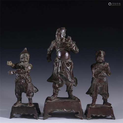 Chinese Guangong & Guanping & Zhoucang Statues