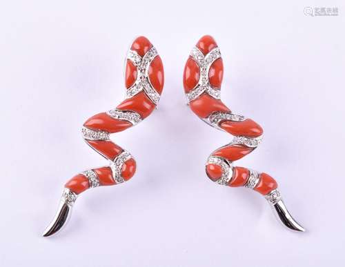 Korallen-Brillant Ohrstecker | Coral diamond earrings