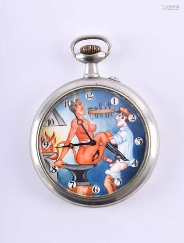 große erotische Taschenuhr Doxa | big erotic pocket watch Do...