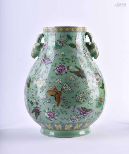 Seladon Famille Rose Vase China | Celadon famille rose vase ...