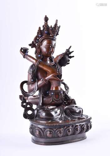 Buddha Vajrasattva mit Vajragarvi auf Doppellotus, Tibet Qin...