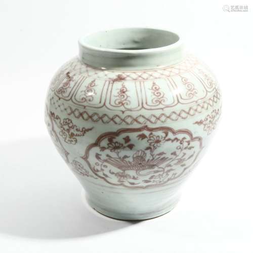 chinese underglaze red porcelain jar