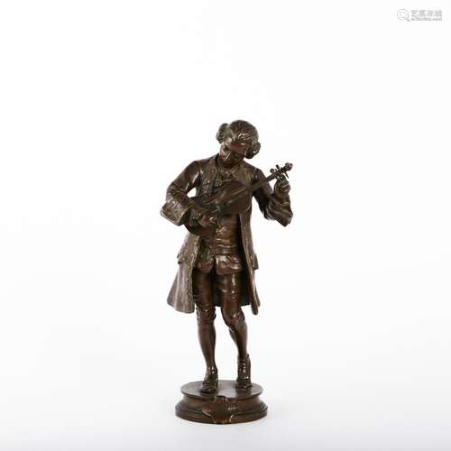 Adrien GAUDEZ (1845-1902) « Mozart » Bronze patiné signé. Ha...