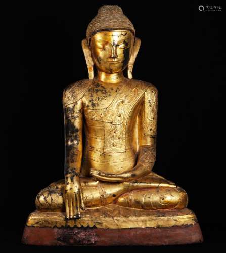 Bouddha assis en Vajraparyanka faisant le geste de prendre l...