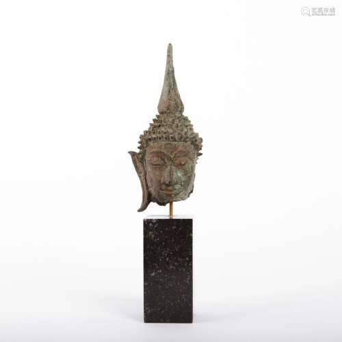 Tête de Bouddha en bronze Thaïlande XVIIIème - XIXème Hauteu...