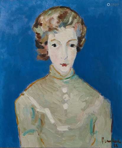 Arthur Van HECKE (1924-2003) Portrait de jeune fille Huile s...