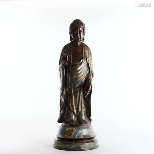 Bouddha debout en bronze cloisonné. Japon, fin du 19ème sièc...