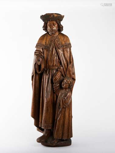 Saint Joseph et l'enfant Jésus Chêne sculpté Pays-Bas, 16ème...