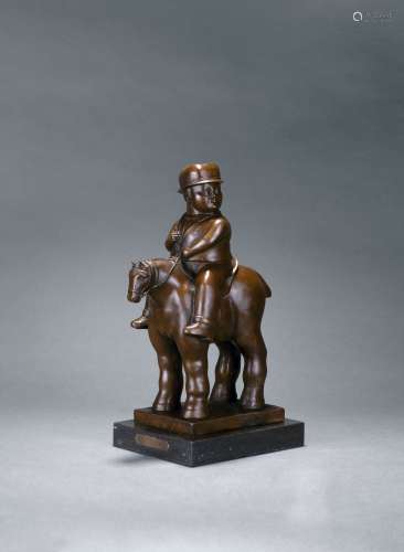 费尔南多·博特罗（b.1932） 骑马的胖子 铸铜雕塑