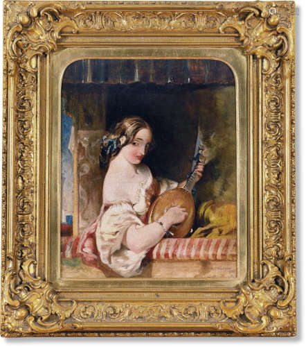 阿尔弗雷德·约瑟夫·伍尔默（1805～1892） 1859年作 女孩与曼陀林琴 ...