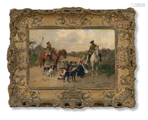 格哈德·汉斯·比特纳（1850～1891） 1889年作 猎狐场景 木板油彩