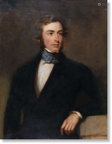 19世纪英国学院派 男子肖像 布面油彩