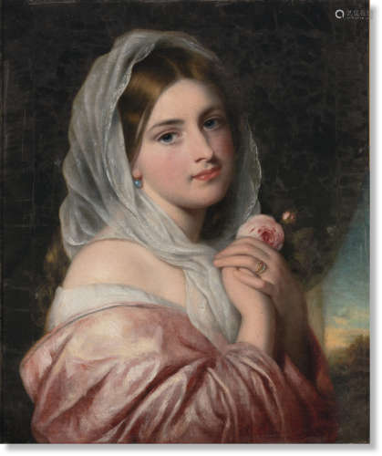 查尔斯·巴克斯特（1809～1879） 1865年作 玫瑰女孩像 布面油彩