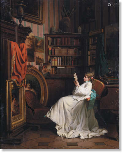 佚名（19世纪） 书迷 布面油彩