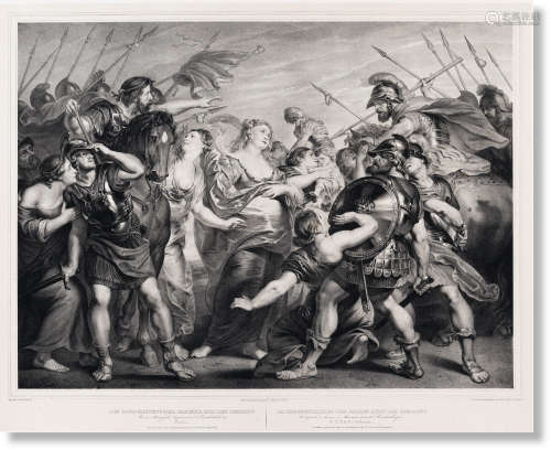 保罗·鲁本斯（1577～1640） 1846年作 萨宾人与罗马人的和解 石版画