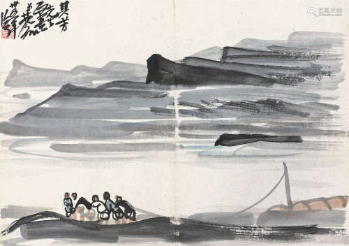 1900～1991 林风眠 渔父图 设色纸本 镜片 1946年作