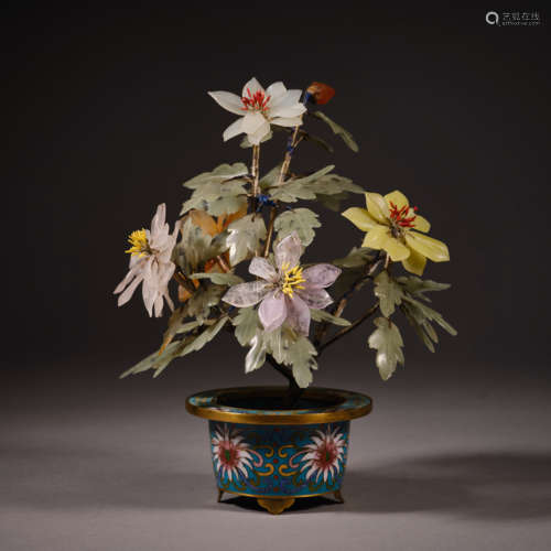 Qing Dynasty of China,Copper Cloisonne Jade Flowerpot 中國清...