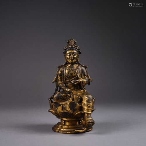 Liao Dynasty of China,Bronze Gilt Buddha Statue 中國辽代，铜鎏...