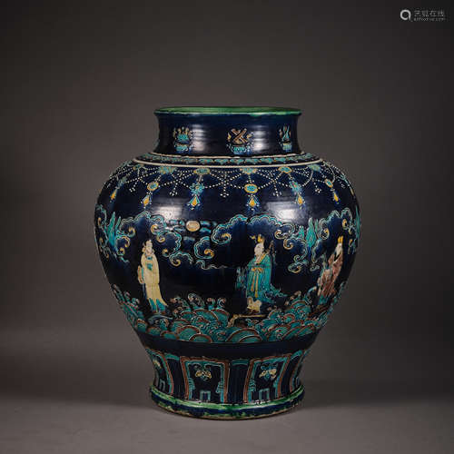 Ming Dynasty of China,Fahua Color Character Jar 中國明代，法华...