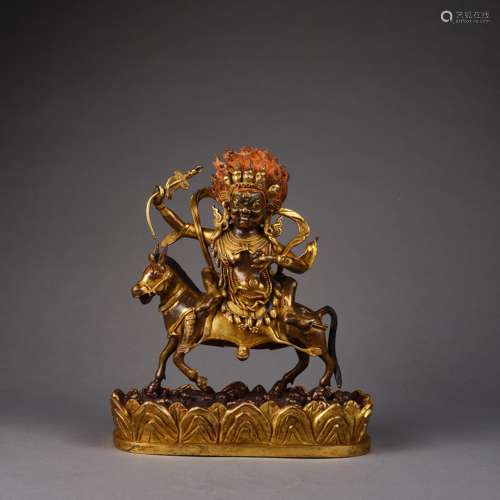 Qing Dynasty of China,Bronze Gilt Buddha Statue 中國清代，铜鎏...