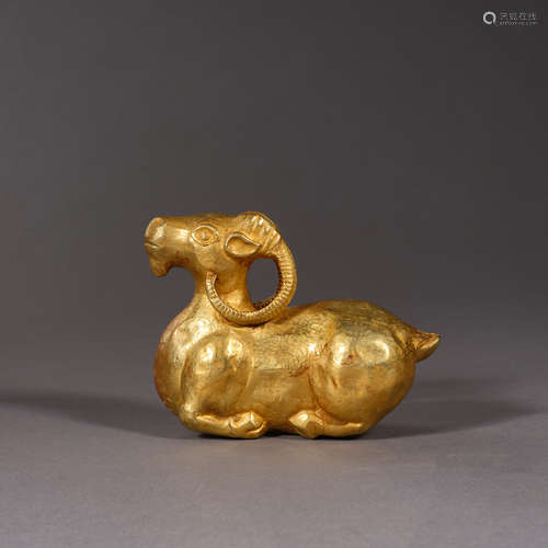 Chinese Grassland Culture, Pure Gold Sheep Ornament 中國草原...