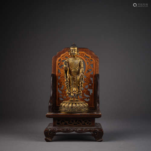 Ming Dynasty of China,Bronze Gilt Buddha Statue 中國明代，铜鎏...