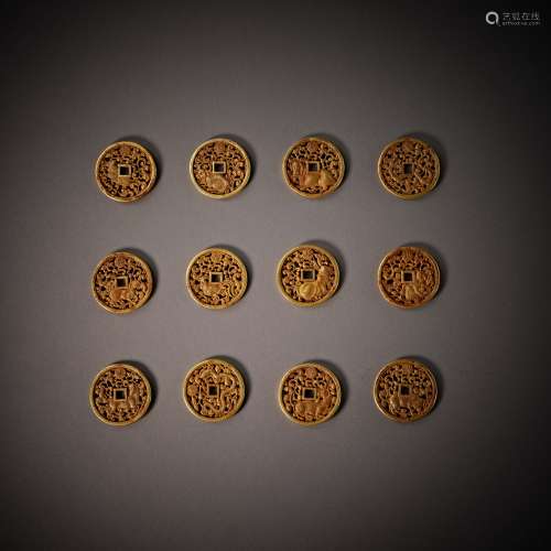 Liao Dynasty of China,Pure Gold Chinese Zodiac Coin 中國辽代...