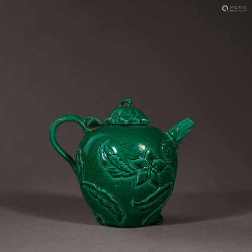 Ming Dynasty of China,Green Glaze Holding Pot 中國明代，绿釉执...