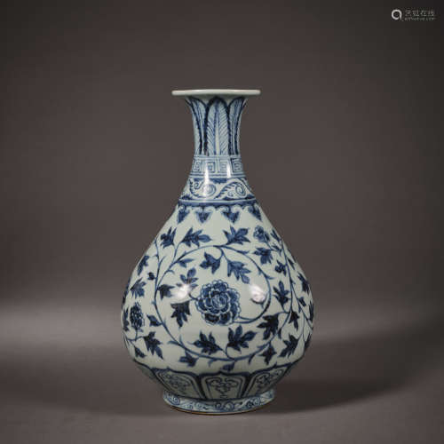 Yuan Dynasty of China,Blue and White Interlock Branch Jade P...